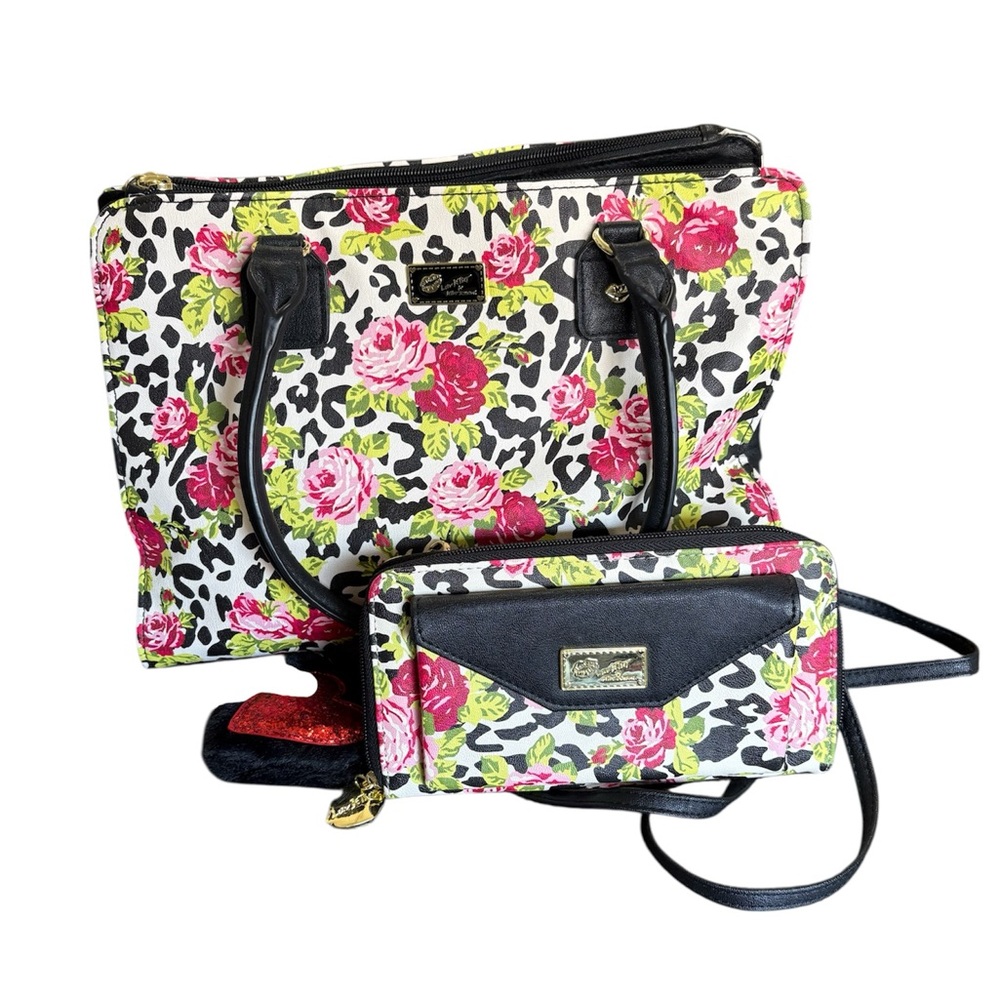Betsey Johnson Floral Purse & Wallet Set